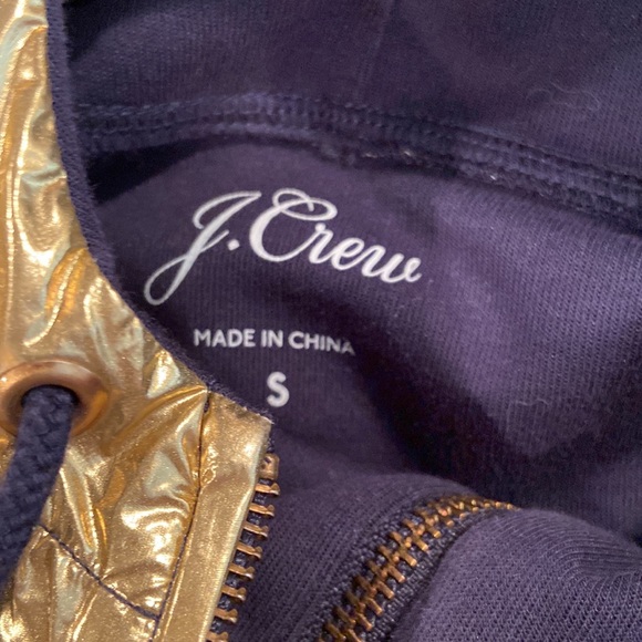 J Crew Navy Gold Foiled Hoodie - Picture 4 of 5